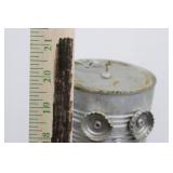 Tin Can Robot Sculpture - Vintage Metal Art Figurine with Chain ~20"