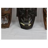 Hand-Carved Demon Masks - 3 Wooden Masks for Display Approximately 12"Tall