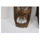 Hand-Carved Demon Masks - 3 Wooden Masks for Display Approximately 12"Tall