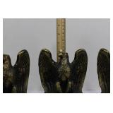 Solid Brass Eagle Figurines Set - 4 Large Eagles & Arch Stand & Wood Base - Taiwan Approximately 7" Tall