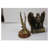 Solid Brass Eagle Figurines Set - 4 Large Eagles & Arch Stand & Wood Base - Taiwan Approximately 7" Tall