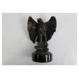 Solid Brass Eagle Figurines Set - 4 Large Eagles & Arch Stand & Wood Base - Taiwan Approximately 7" Tall