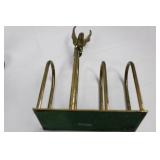 Solid Brass Eagle Figurines Set - 4 Large Eagles & Arch Stand & Wood Base - Taiwan Approximately 7" Tall