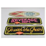 Grain Belt Beer Signs - We Built a Better Beer for You, Beverage Dept., Go with the Grain (Lot of 3) All ~18"L