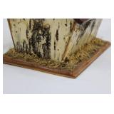 Birdhouse - Birch Bark Cottage Style with Yellow Finch Figurine 8"L x 8"W x 7"H