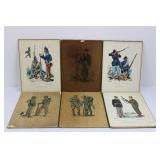 Vintage US Army Infantry Set - 6 Antique Military Wall Decor (1814-1950) 12" x 9"