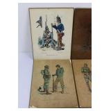 Vintage US Army Infantry Set - 6 Antique Military Wall Decor (1814-1950) 12" x 9"
