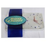 Bud Light Clock Sign with Blue Ribbon Accent (Tested, Clock in working condition) Approximately 25"L