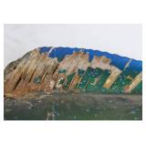 Decorative Painted Wooden Fish Sculpture - Green/Blue Speckled Display Model 33"L