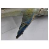 Decorative Painted Wooden Fish Sculpture - Green/Blue Speckled Display Model 33"L