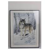 Al Agnew Wolf in Snow Framed Print, 1991 27" x 21"