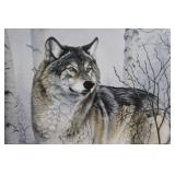 Al Agnew Wolf in Snow Framed Print, 1991 27" x 21"