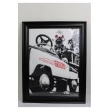 Tonka Framed Wall Art - Black & White Photo of Child in Gas Mask in Tonka Truck 28.5" x 22.5"
