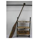 Vintage Nautical 3-Tier Wall Shelf with Oar Accent and To Life Boats Sign