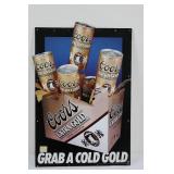 Coors Extra Gold Draft Poster Sign - Grab A Cold Gold Vintage Beer Ad 23"Tall