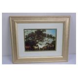 Horse Scene Framed Print - Gold Frame with White Mat 13" x 17.5"