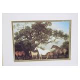 Horse Scene Framed Print - Gold Frame with White Mat 13" x 17.5"