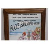 North County Newspapers Bocce Ball Championship Poster - 1990 World Beach Championship (Framed) 19.5" x 11.5"