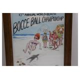 North County Newspapers Bocce Ball Championship Poster - 1990 World Beach Championship (Framed) 19.5" x 11.5"