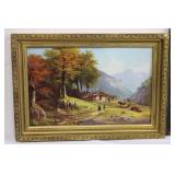 Five Vintage Framed Pictures - Landscapes & Portraits in Ornate Frames Many Sizes
