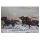 Wells Fargo & Co Overland Stage Framed Print - Western Horse-Drawn Stagecoach Scene 36" x 24.5"