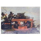 Wells Fargo & Co Overland Stage Framed Print - Western Horse-Drawn Stagecoach Scene 36" x 24.5"