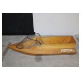 APBA Wooden Speedboat Display Hull with Clear Canopy & Wooden Steering Wheel