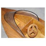 APBA Wooden Speedboat Display Hull with Clear Canopy & Wooden Steering Wheel