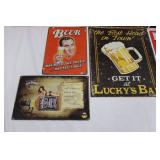 Vintage Beer & Whiskey Tin Signs (Lot of 6) - Jim Beam, Cowboy Jack