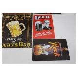 Vintage Beer & Whiskey Tin Signs (Lot of 6) - Jim Beam, Cowboy Jack