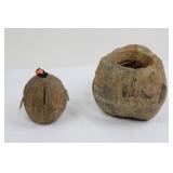 Wooden Carved Monkey & Owl Figures (Lot of 2)