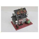 Biker Bar Miniature on Red Base with Route 66 Sign - 2-Story Wooden Model