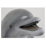 Shark Figurine Sculpture - Gray Plastic, About 11.5 in Long, Open Mouth with Teeth