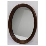 Oval Wood-Framed Mirror - 21 in Tall Brown Frame