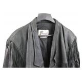 Leather Fringe Jacket - Size 42 - Made in Korea