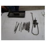 Vintage Pipe/Post Drill Press Unit & Bits