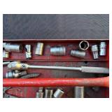 Vintage Socket Set in Red Toolbox - Wrenches, Pliers & Sockets