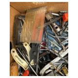 Box of Assorted Hand Tools & Hardware - Pliers, Drill Bits, Files, Wrenches
