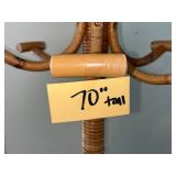 Rattan Coat Rack Floor Standing - 70-Inch Tall, Natural Finish