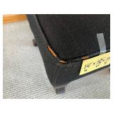 Floral Needlepoint Ottoman - Black Upholstery, 14 in W x 18 in D x 15 in H