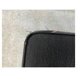 Floral Needlepoint Ottoman - Black Upholstery, 14 in W x 18 in D x 15 in H