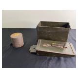 OD Green Military Storage Boxes with Lids (2) - Kodak Film Can & 4 Vintage Die-Cast Cars