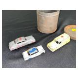 OD Green Military Storage Boxes with Lids (2) - Kodak Film Can & 4 Vintage Die-Cast Cars