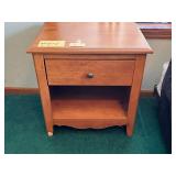 Wood Nightstand with Drawer & Open Shelf - 1-Drawer End Table, Scalloped Apron