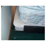 Queen-Size Bed with Mattress - Black Comforter & Gray Plaid Bedding Included