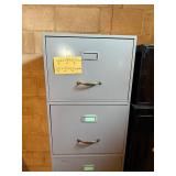 Tall Filing Cabinets - Blue Gray 66H x 17W x 24D in & Black 65H x 15W x 24D in (Lot of 2)