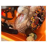 Thanksgiving Turkey Figurine & Assorted Holiday Decor