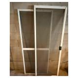 Screen Doors (Lot of 2) - White Aluminum Frame, 29.5"W x 78"H (Right) & 31"W x 75"H (Left)