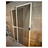 Screen Doors (Lot of 2) - White Aluminum Frame, 29.5"W x 78"H (Right) & 31"W x 75"H (Left)