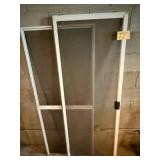 Screen Doors (Lot of 2) - White Aluminum Frame, 29.5"W x 78"H (Right) & 31"W x 75"H (Left)